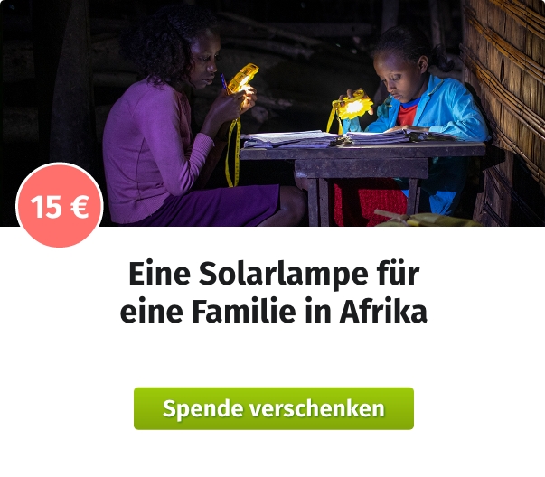 Spende für eine Solarlampe für eine Familie in Afrika
