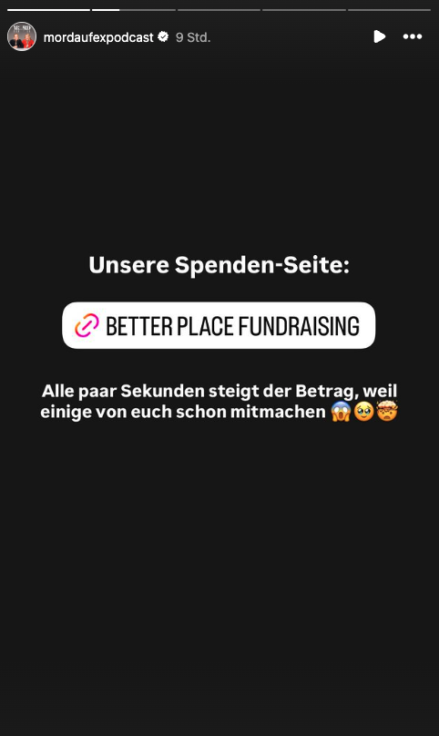 Screenshot aus der Instagram-Story von Mord auf Ex